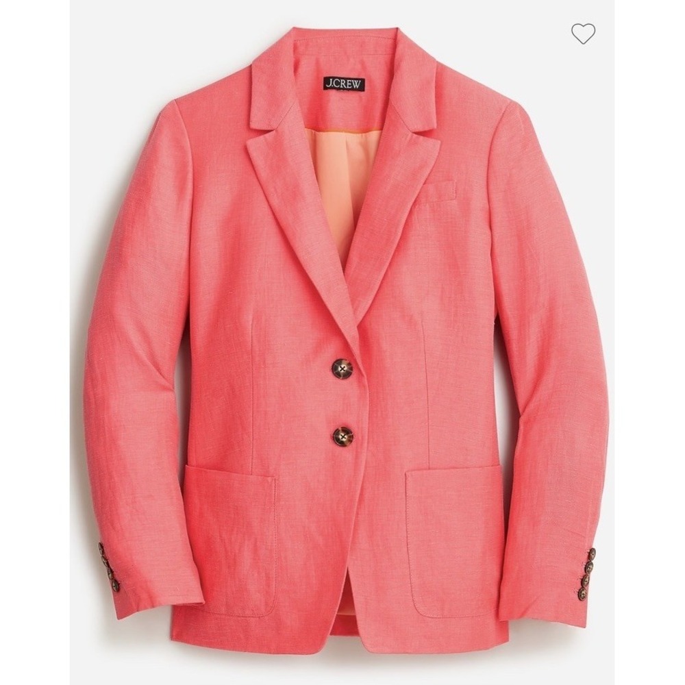 NWT J.CREW‎ $248 Women's Helena blazer in Chelsea linen-cupro blend Papaya Sz 6